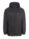 Prada Re-nylon Puffer Jacket In Black