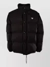 Prada Padded Jacket High Collar Elasticated Cuffs In Black