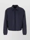 Prada Padded Jacket With Collared Design And Front Pocket In Blue