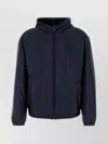 Prada Padded Jacket With Hood And Elastic Cuffs In Blue