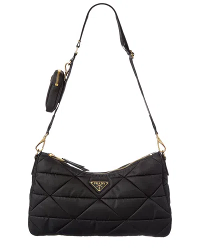 Prada Padded Large Re-nylon Shoulder Bag In Black
