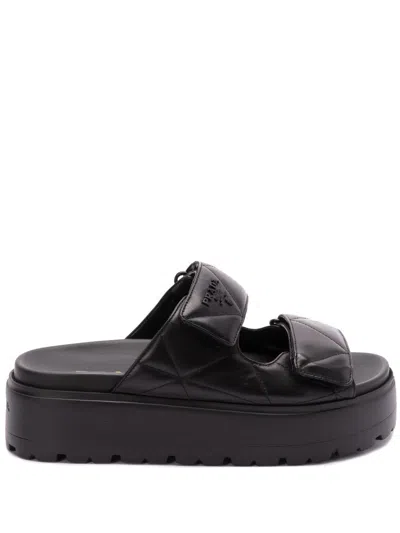 PRADA PADDED LEATHER SANDALS