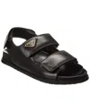 Prada Open-toe Black Lamb Leather Sandals With Adjustable Straps In Black