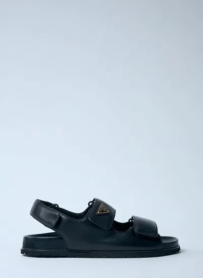 Prada Padded Leather Sandals In Black