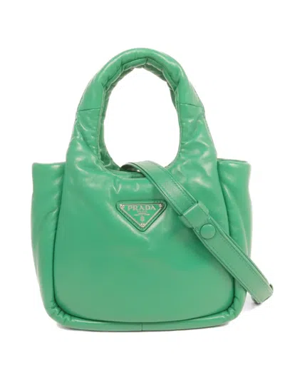 Pre-owned Prada Padded Leather Tote Bag In Green