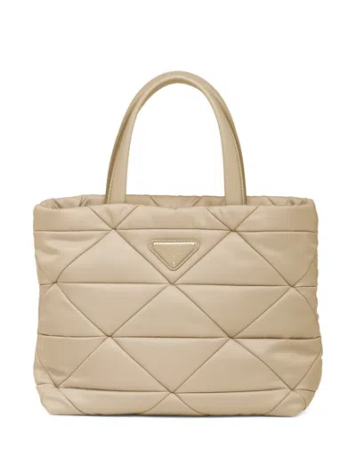 PRADA PADDED LOGO PLAQUE TOTE BAG