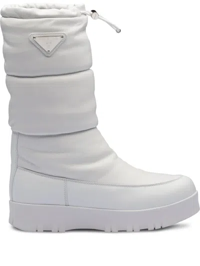 Prada Padded Moon Boots In Weiss