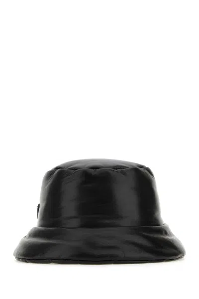 Prada Padded Nappa Leather Hat In Black