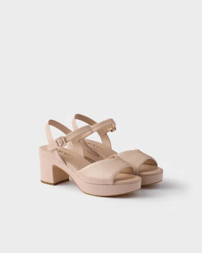 Prada Padded Nappa Leather Sandals In Animal Print