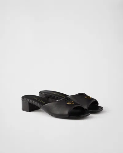 Prada Padded Nappa Leather Sandals In Black