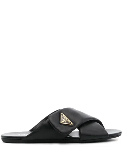 PRADA PADDED NAPPA LEATHER SLIDES