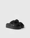 Prada Chunky Platform Sandals With Knot Detail In Black In Black