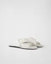 Prada Nappa Leather Flat Open Toe Sandals In White