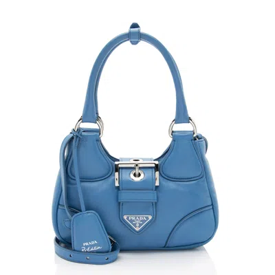 Prada Padded Nappa Re-edition 2002 Mini Moon Bag In Blue