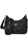 Prada Padded Nylon Shoulder Bag In Black