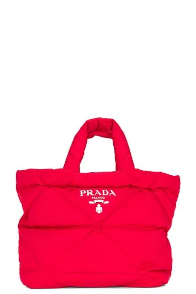 Prada Padded Nylon Tote Bag In Red