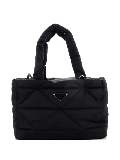Pre-owned Prada Padded Pet Carrier Quilted Re-nylon Tote Bag In Black