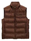 Prada Mens Brown Re-nylon Quilted Woven Gilet In Burgundy