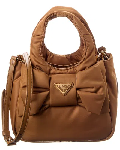 Prada Padded Re-nylon Mini Bag In Brown