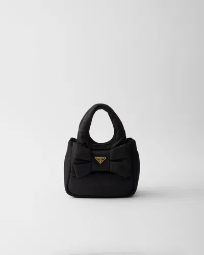 Prada Padded Re-nylon Mini-bag With Bow In Black