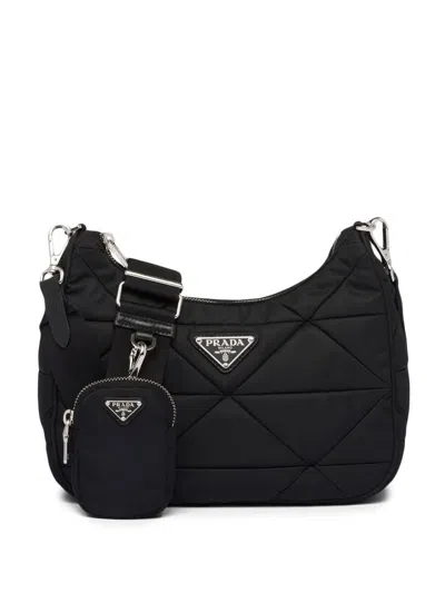 Prada Padded Re-nylon Shoulder Bag In Black