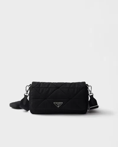 Prada Padded Re-nylon Shoulder Bag In Black