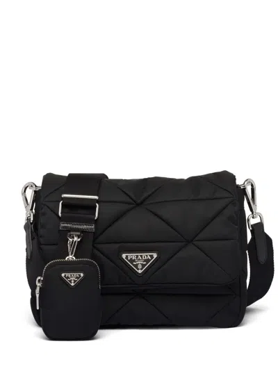 Prada Padded Re-nylon Shoulder Bag In Black
