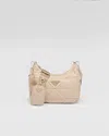 Prada Padded Re-nylon Shoulder Bag In Desert Beige