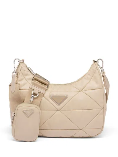 Prada Padded Re-nylon Shoulder Bag In Nude