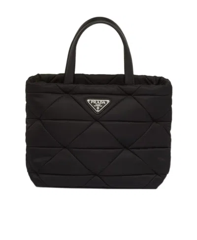 Prada Padded Re-nylon Tote Bag In Black