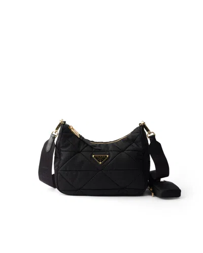 Prada Padded Re-nylon Shoulder Bag In Black