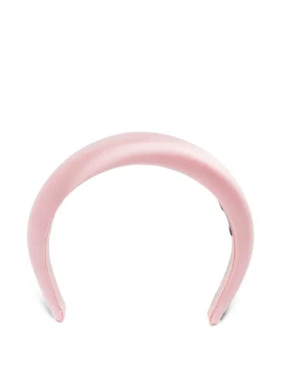 Pre-owned Prada Padded Satin Wide Headband In Pink