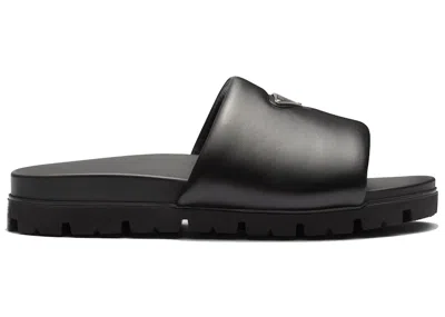 Pre-owned Prada Padded Slides Nappa Leather (men's) Sneakers In Black