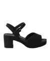 Prada Suede Triangle Logo Platform Sandals In Black