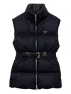 Prada Padded Triangle-logo Gilet In Blue