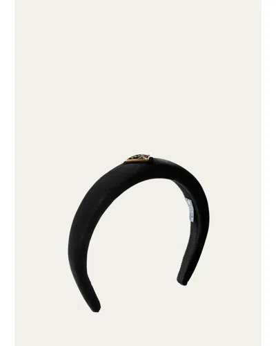 Prada Padded Velvet Headband In Nero
