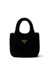 Prada Mini Padded Velvet Tote Bag In Black