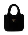 Prada Mini Padded Velvet Tote Bag In Black