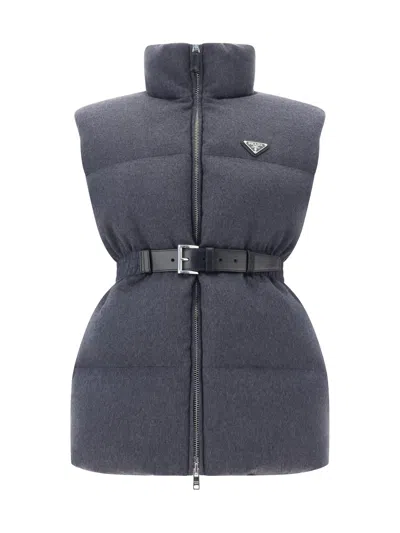 Prada Padded Vest In Ardesia