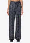 Prada Blue Silk Trousers With Paisley Print In Blue