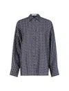 Prada Paisley Print Silk Shirt In Blue
