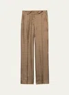 Prada Printed Silk High Rise Wide Leg Trousers In F0594 Sughero