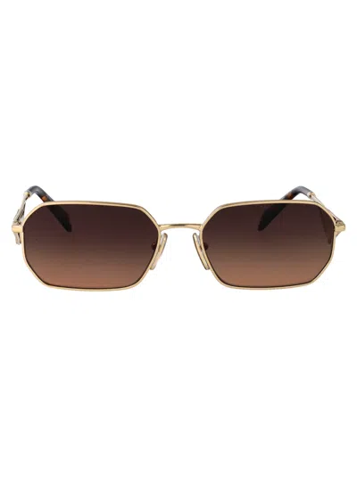 Prada Pale Gold Steel Sunglasses In Brown