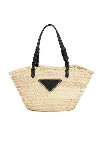 Pre-owned Prada Palmitto Vitello Basket Tote Bag In Sand