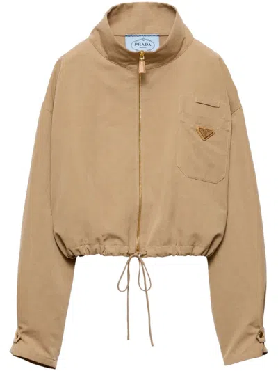 Prada Blousonjacke Aus Panama-baumwolle In Haselnuss