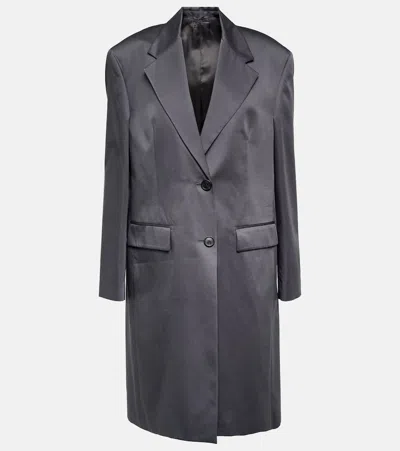 Prada Panama Cotton Coat In Piombo