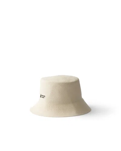 Prada Panama Fabric Bucket Hat In Neutral