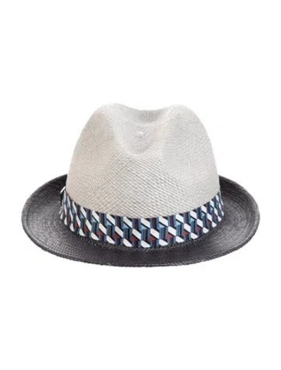 Pre-owned Prada Panama Hat In Gray