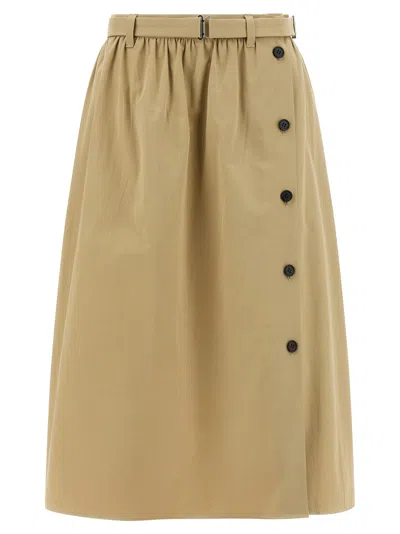 Prada Panama Old Cotton Skirt In Green