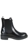 Prada Chocolate Calfskin Chelsea Ankle Boots In Neutral